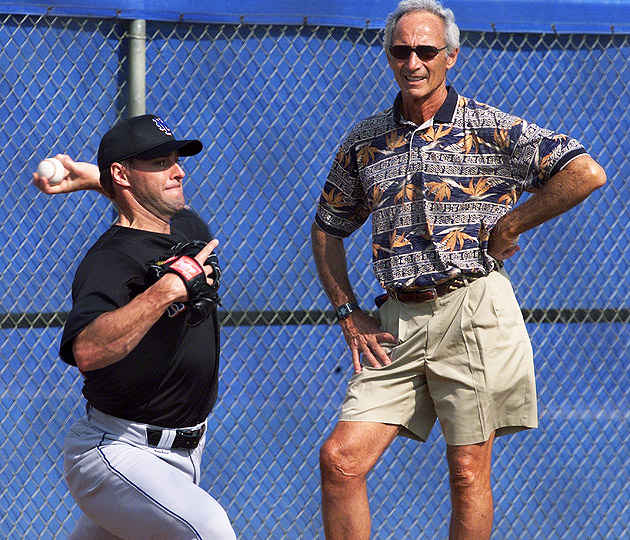 Koufax, watching Mets spring training in 2002, mentored Al Leiter later in the lefthander's career.